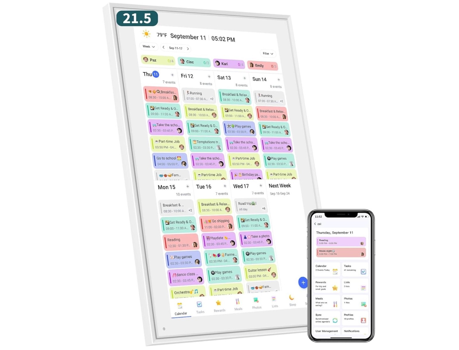 Smart Digital Calendar Max 21-Inch, Wall Mountable Electronic Family Planner wit