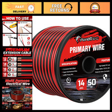 50FT 14 Gauge 2 Conductor CCA Red Black Electrical Wire - Heavy Duty, Flexible picture