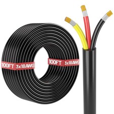 100FT 18 Gauge Wire, 3 Conductor Electrical Stranded PVC Cord picture