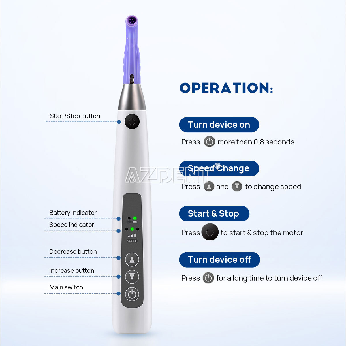 AZDENT Pieza de mano de higiene dental / Unidad pulido micromotor eléctrico
