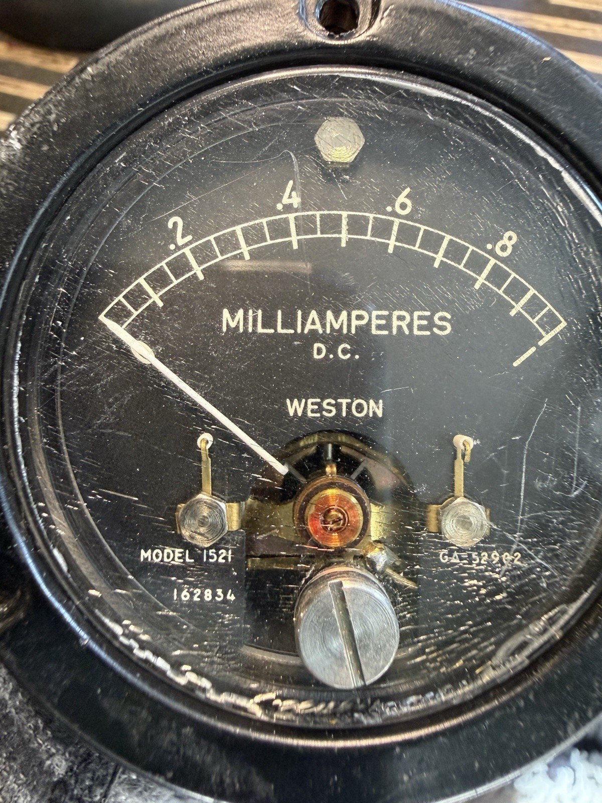 Vintage Weston Model 1521 DC Milliammeter 0-8 mA Panel Gauge Untested