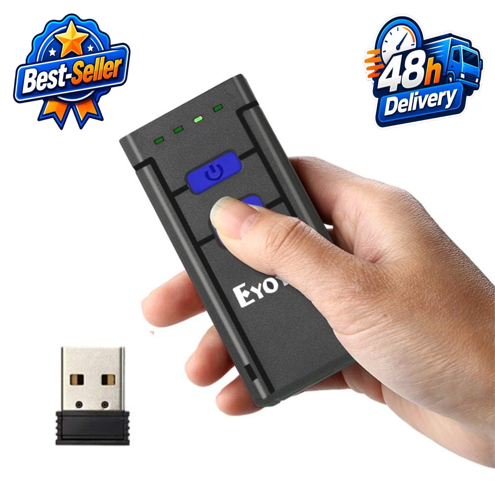 Eyoyo Mini 1D Wireless Barcode Scanner Bluetooth Portable Inventory Reader