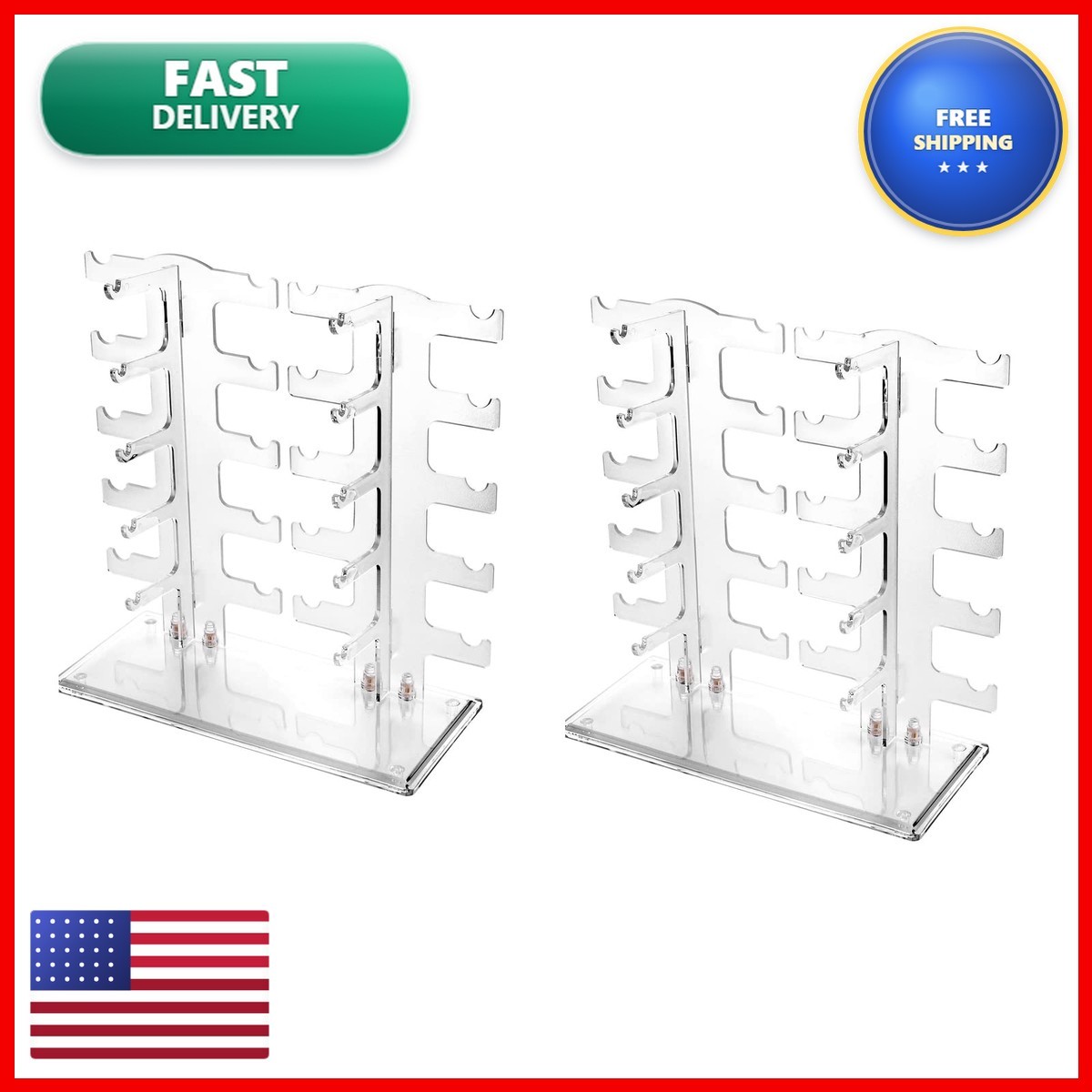 Lamoutor 2Pcs Sunglasses Rack Holder Glasses Display Stand Transparent