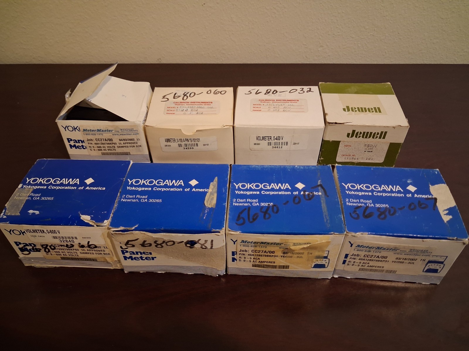 Lot of 8 Analog Panel Meters Yokogawa Jewell MeterMaster Voltmeter Ammeter