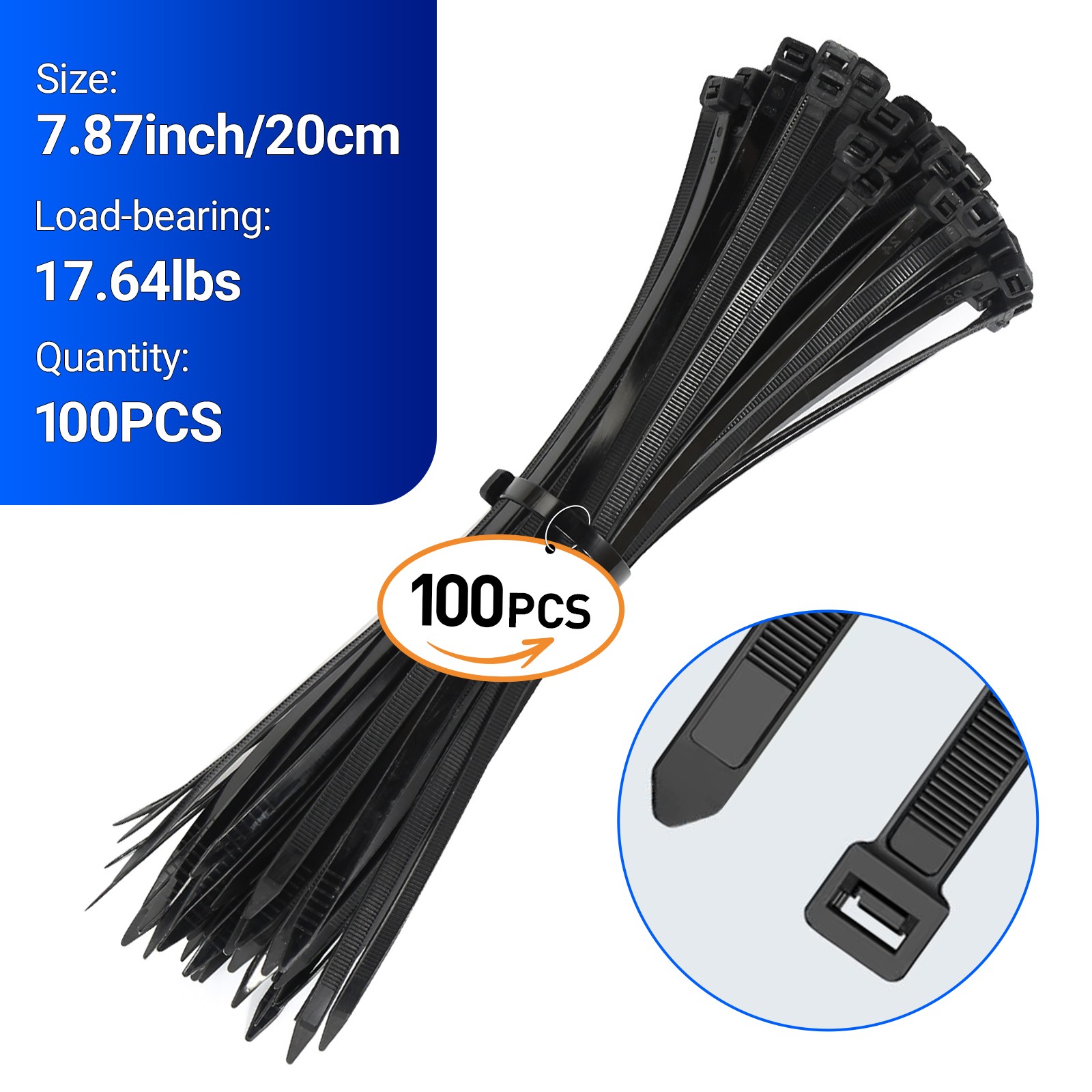 100x BLACK CABLE ZIP TIES Heavy Duty UV Resistant UL 6'' 8'' 10'' 12'' 14''