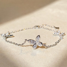 Moissanite Butterfly Bracelet Hearts & Arrows S925 picture