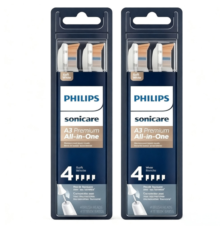 8-Pack Genuine Philip A3 Premium All-in-One Sonic Toothbrush Replacement White
