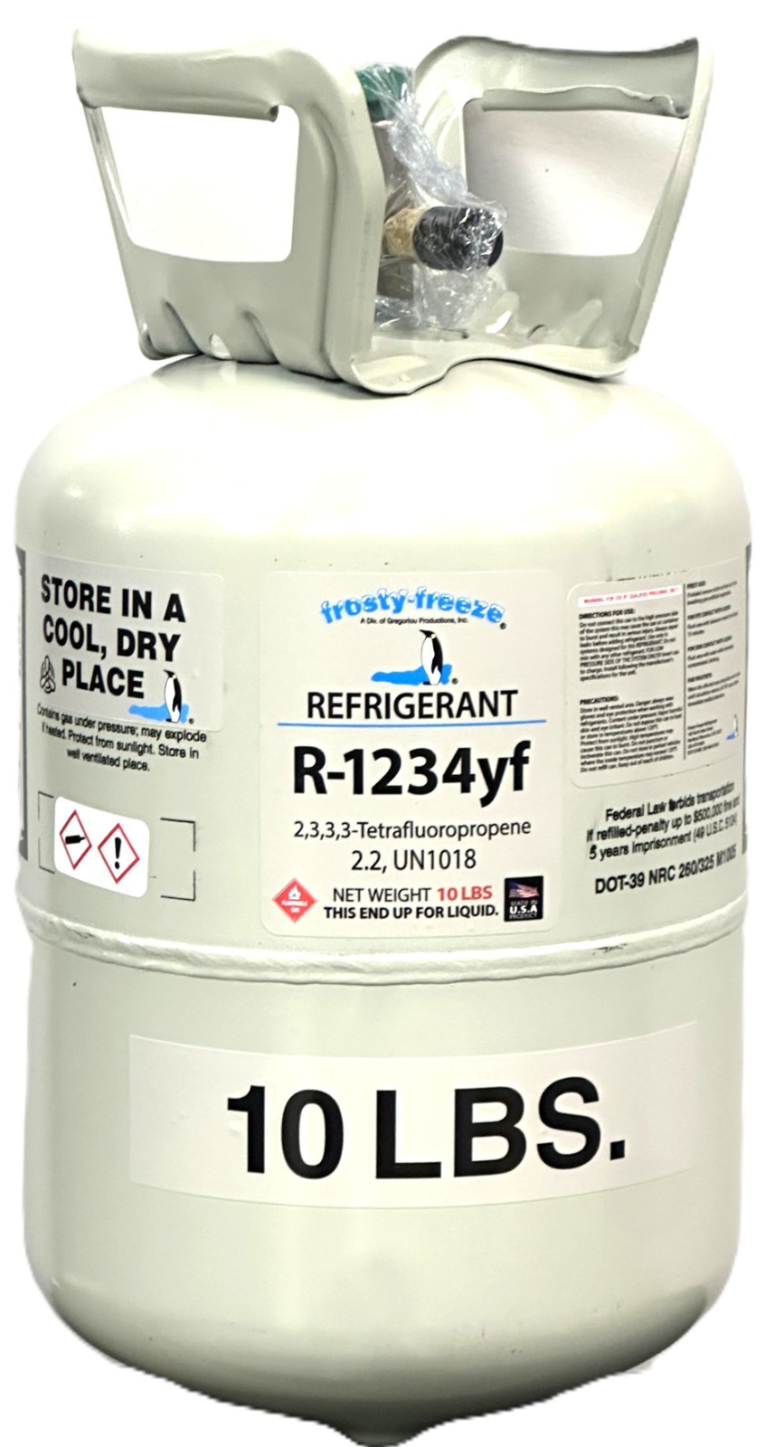 R1234yf, 10 Lbs., Refrigerant Automotive A/C Systems Factory Sealed