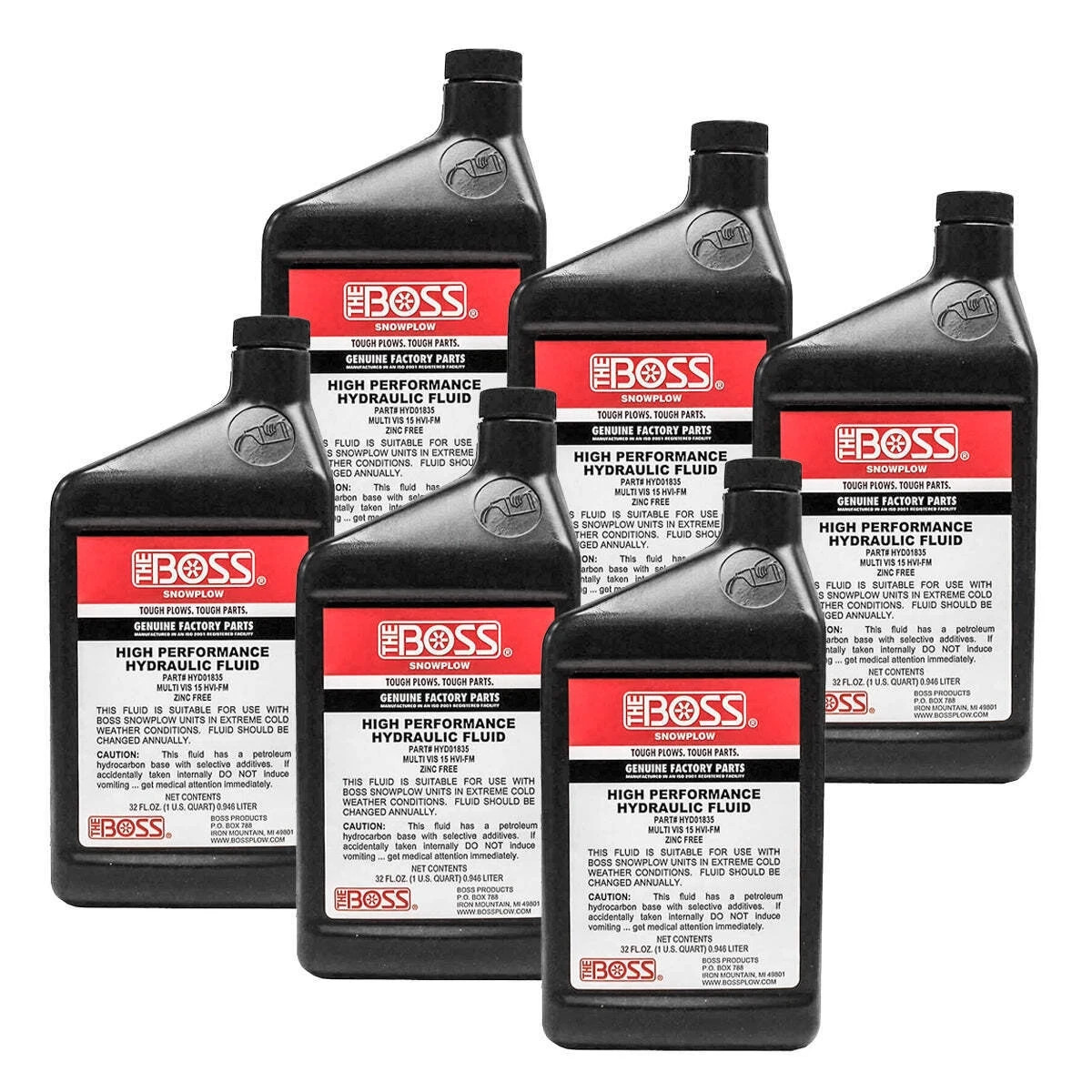 6PK Genuine OEM BOSS HYD01835 Hydraulic Fluid 1 Quart  (Pack of 6)