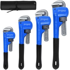 4pc Pipe Wrench Set Monkey Heat Treated Adjustable Heavy Duty 8