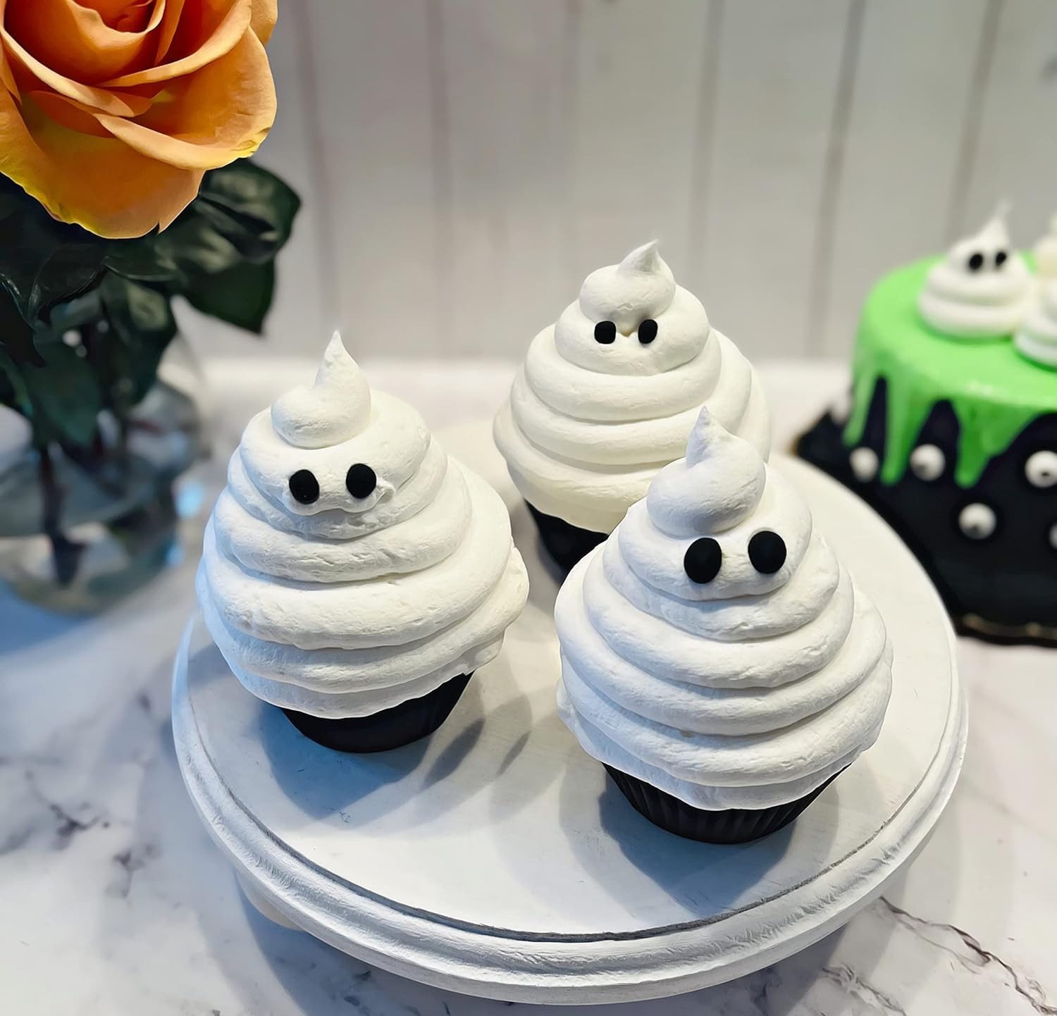 DEZICAKES Fake Ghost Cupcake for Halloween