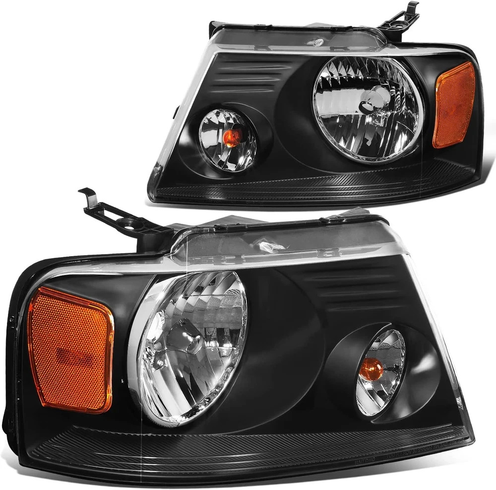 Headlights Assembly for 04-08 F-150/06-08 Mark LT, Black Amber Headlights Assembly for 04-08 F-150/06-08 Mark LT, Black Amber