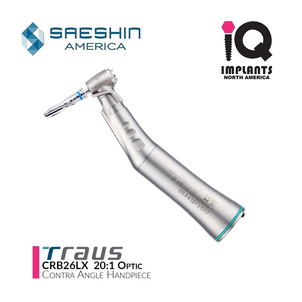 IQ USA - TRAUS CRB26LX Contra Angle Handpiece, 20:1 Optic 2000RPM