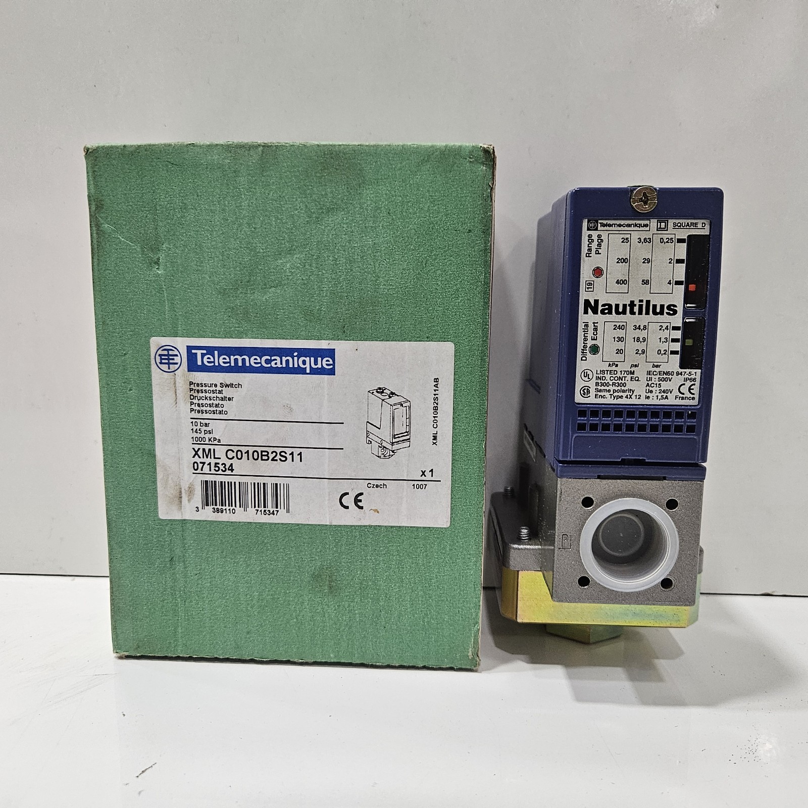 (NEW) Telemecanique Sensors XMLC010B2S11 Pressure Sensor, 10 bar (NEW) Telemecanique Sensors XMLC010B2S11 Pressure Sensor, 10 bar
