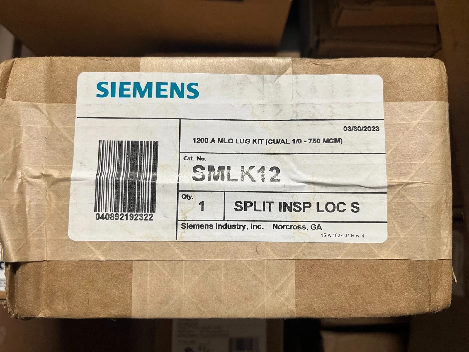 Siemens SMLK12 1200 A Lugs  P4 P5 main lug kit circuit breaker panel NEW IN BOX