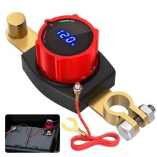 Battery Disconnect Switch 12V-48V with LED Voltmeter, On/Off Cut Off for Marine, picture