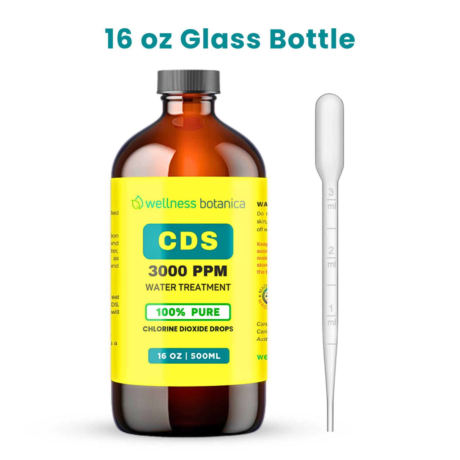 CDS Water Purification Solution Ready to Use 3000 ppm 500ml 16 oz (In Glass) CDS Water Purification Solution Ready to Use 3000 ppm 500ml 16 oz (In Glass)