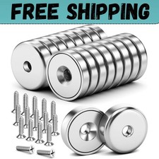16Pack 40LBS Strong Magnets with Holes, Round Cup Magnets with Screws for Wall M picture