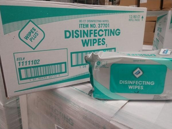 WipesPlus Disinfecting Wipes-960 Total Hospital Grade Wipes-12 Packs of 80