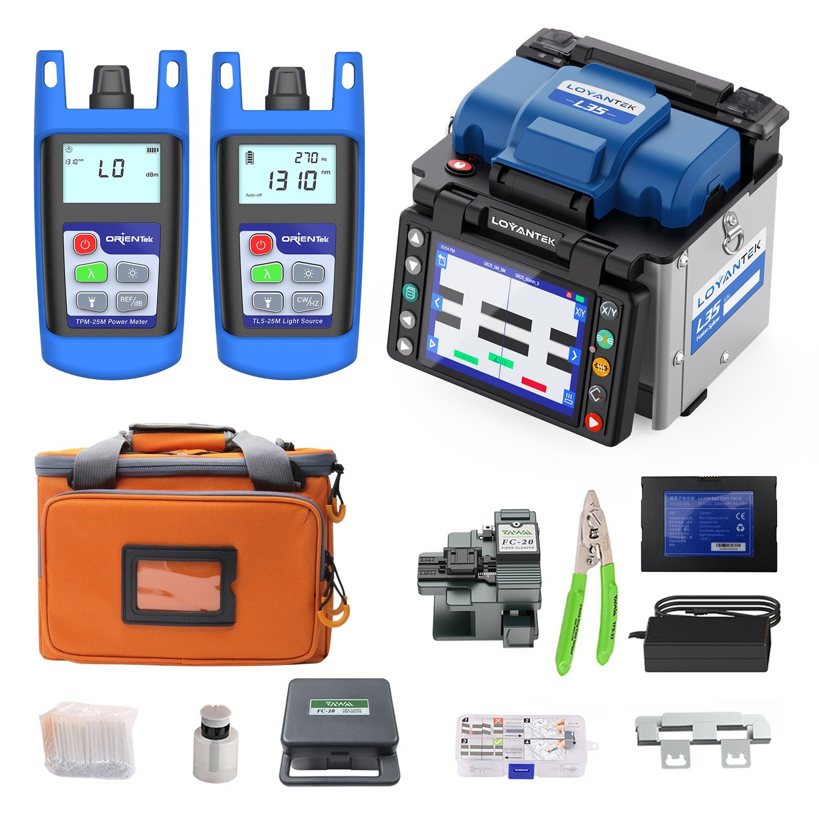 L35 Mini Fiber Optic Fusion Splicer 8s heating Fiber Splicer,OPM,SM Light Source