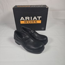 Ariat Work Shoes Women's Expert Safety Clog sz 7.5 Black Leather Composite Toe picture