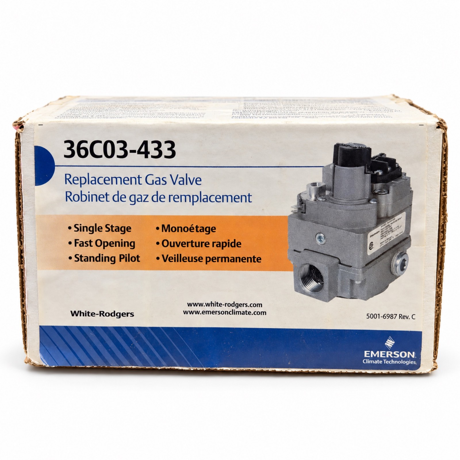 White-Rodgers 36C03 Universal Standing Pilot Gas Valve 24V NG/LP White-Rodgers 36C03 Universal Standing Pilot Gas Valve 24V NG/LP