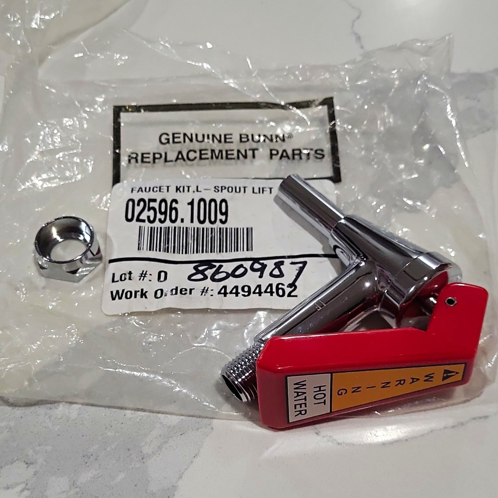 BUNN Faucet Kit, Spout Lift Hot Water Coffee Brewer Genuine OEM 02596.1009