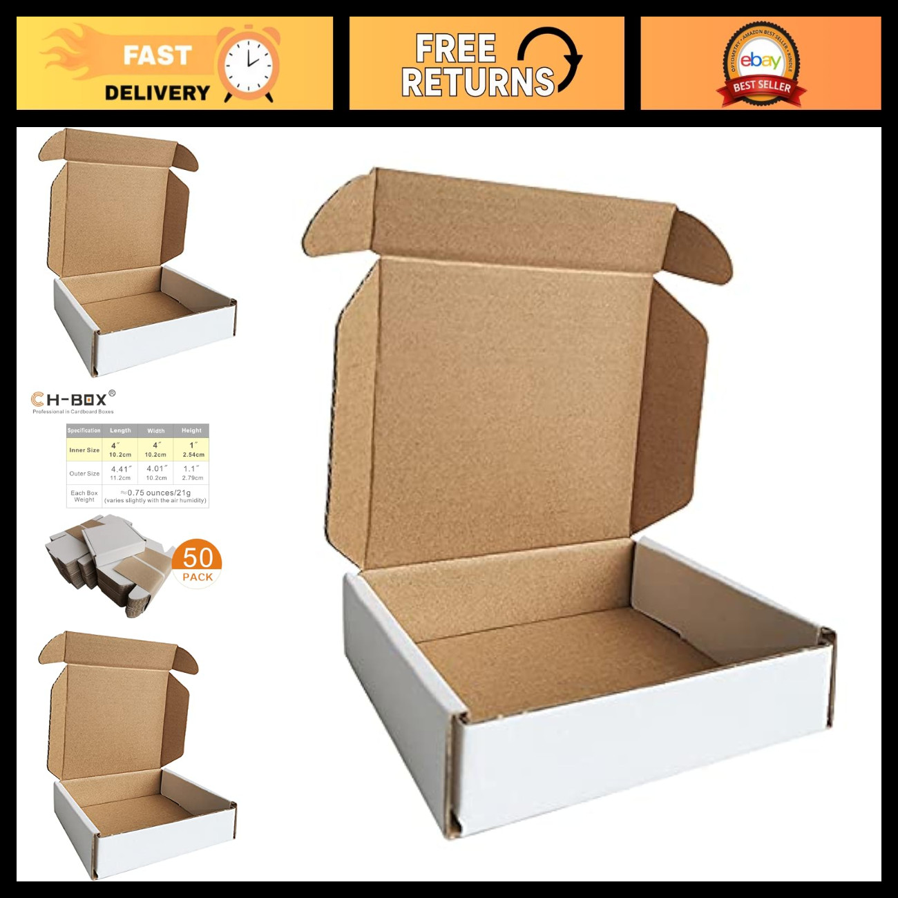 50 Pack Small 4x4x1