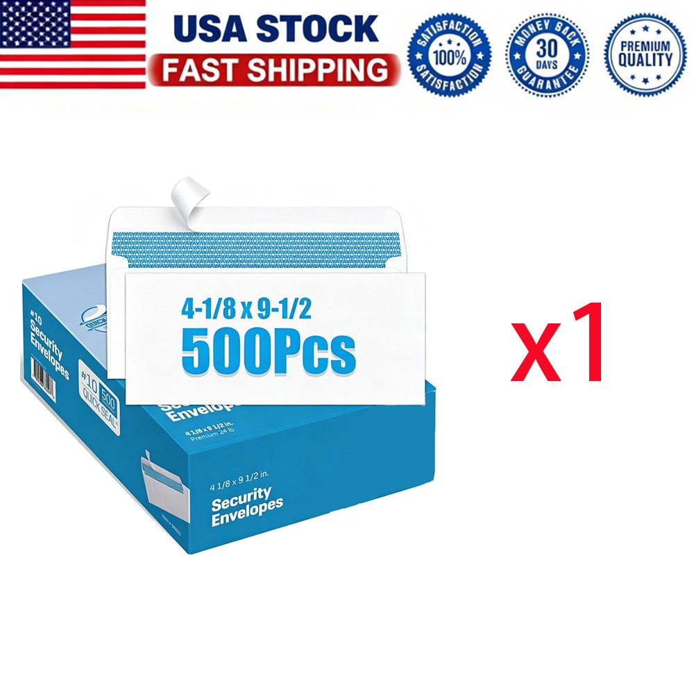 #10 Security Letter Envelopes Self-Seal Windowless 500-2500 Count 4-1/8 × 9-1/2