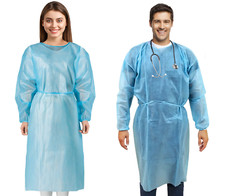 Isolation Gowns Disposable AAMI Level 2 SMS Blue Dental-Medical 10/50/100 PK picture