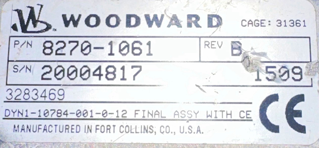 Woodward Generator Control Module 8270-1061 Final Assembly DYNI-10784-001-0-12