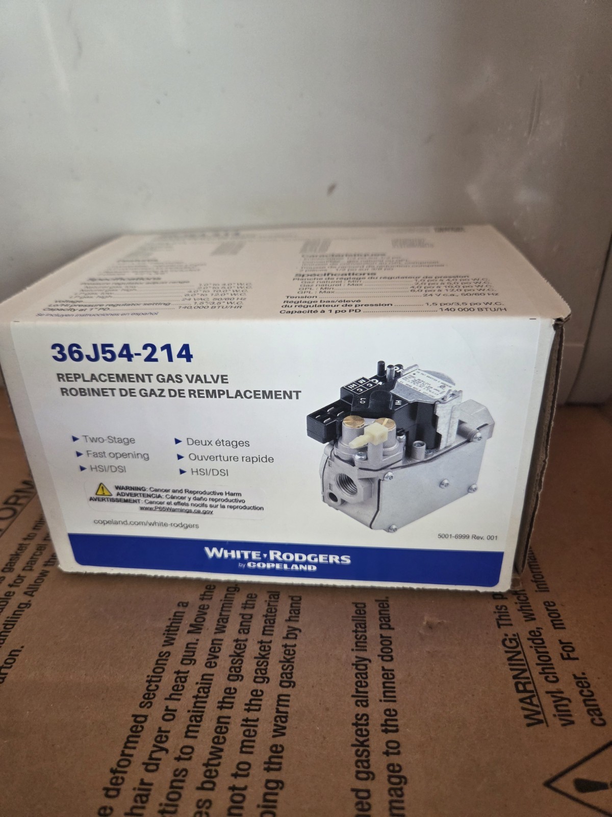 White Rodgers 36J54-214 Gas Valve Two Stage Fast Opening HSI DSI New Open Box White Rodgers 36J54-214 Gas Valve Two Stage Fast Opening HSI DSI New Open Box