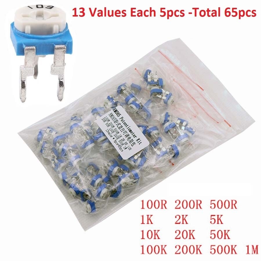 100R-1M RM065 Horizontal Variable Potentiometer Resistor Kit 13 Values Each 5PCS