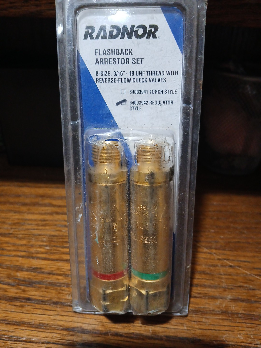 RADNOR 64003942 Flashback Arrestor Set Regulator Style Reverse-Flow Check Valve