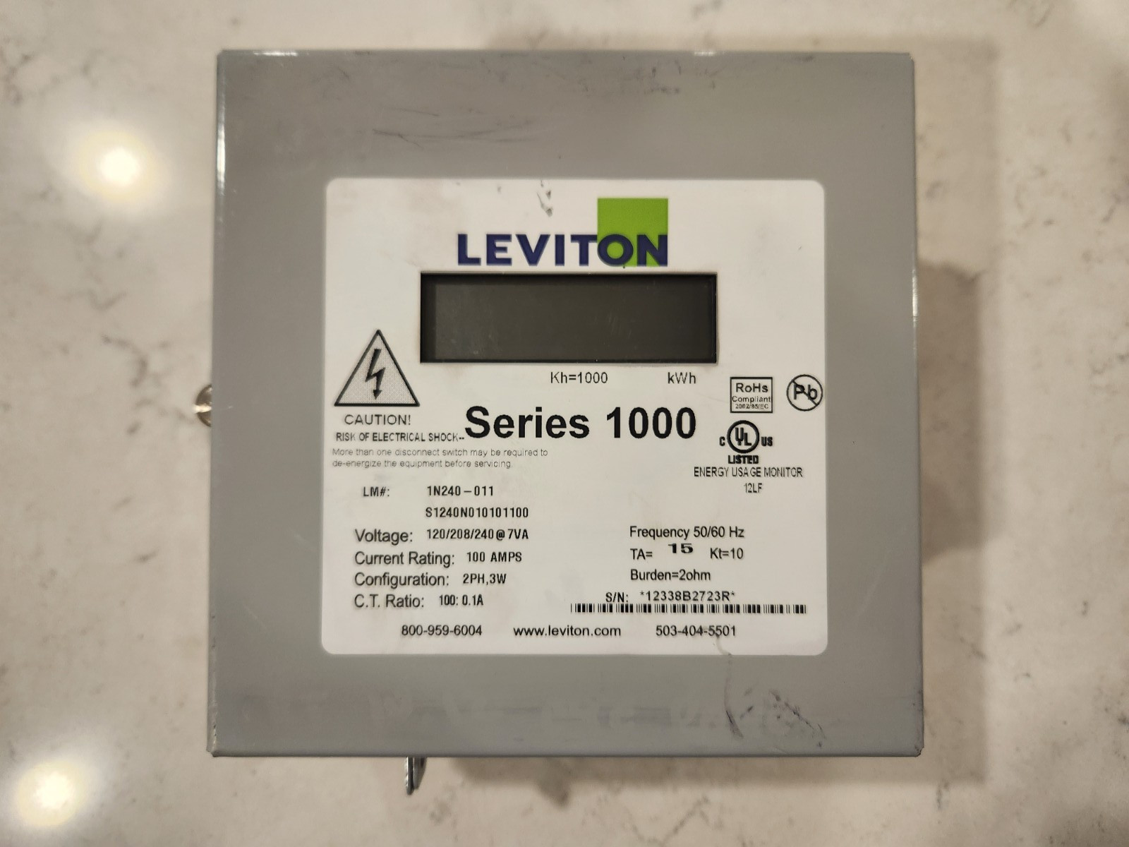 Leviton Series 1000 120/208/240V 100A 2PH, 3W, WYE Indoor UNIT ONLY