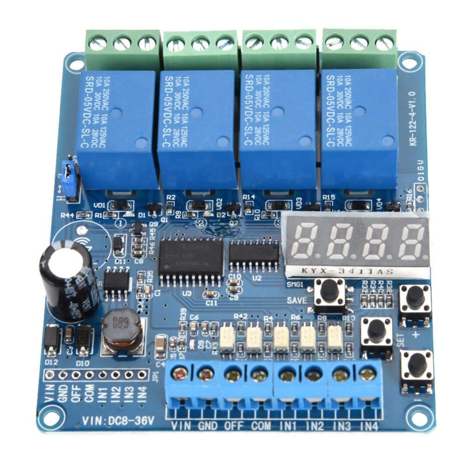 Multifunction Time Relay Module, 8-36V 4-Channel Multifunction Time Delay Rel... Multifunction Time Relay Module, 8-36V 4-Channel Multifunction Time Delay Rel...