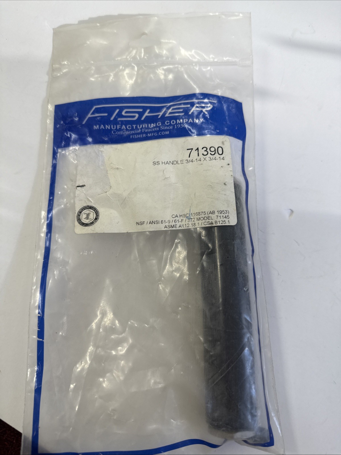 Fisher Model 71390 SS 3/4-14 X 3/4-14 Genuine OEM Handle Insulated For Pre-Rinse