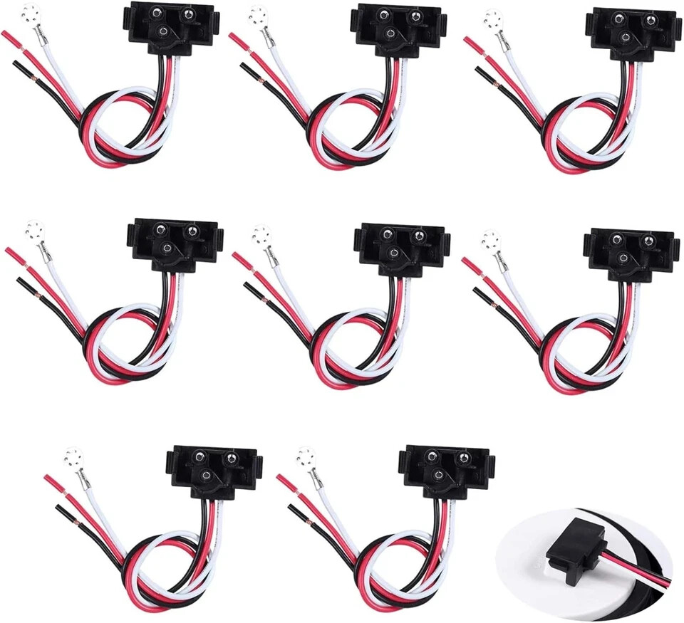 8PCS Right Angle 3 Prong Pigtail Wire Plug for 4 8PCS Right Angle 3 Prong Pigtail Wire Plug for 4
