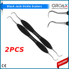 2Pc Dental Sickle Scaler Black Jack Plaque Calculus Remover Silicone Handle picture