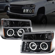 for Chevy Colorado GMC Canyon 2004-2012 LED Halo Projector Headlights Black picture