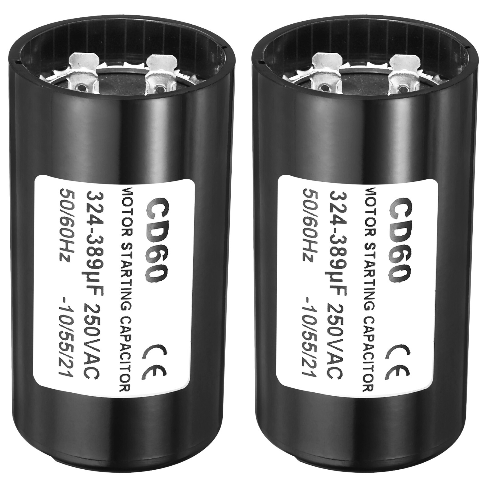2 Pack Motor Start Capacitor 324-389uF/Mfd 250VAC 50/60Hz CD60 Run Capacitor