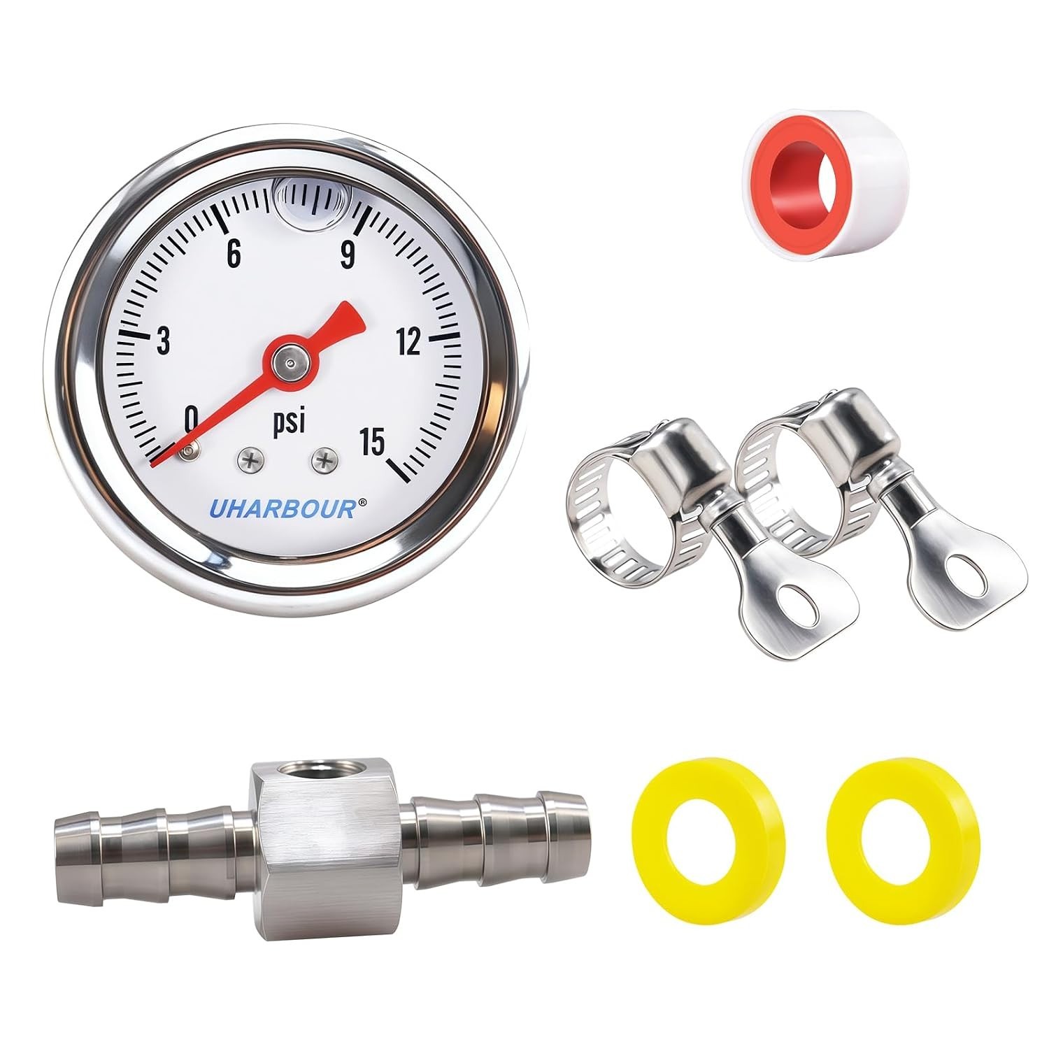 Universal Pressure Gauge 0-15Psi 8 Pack, 1.5
