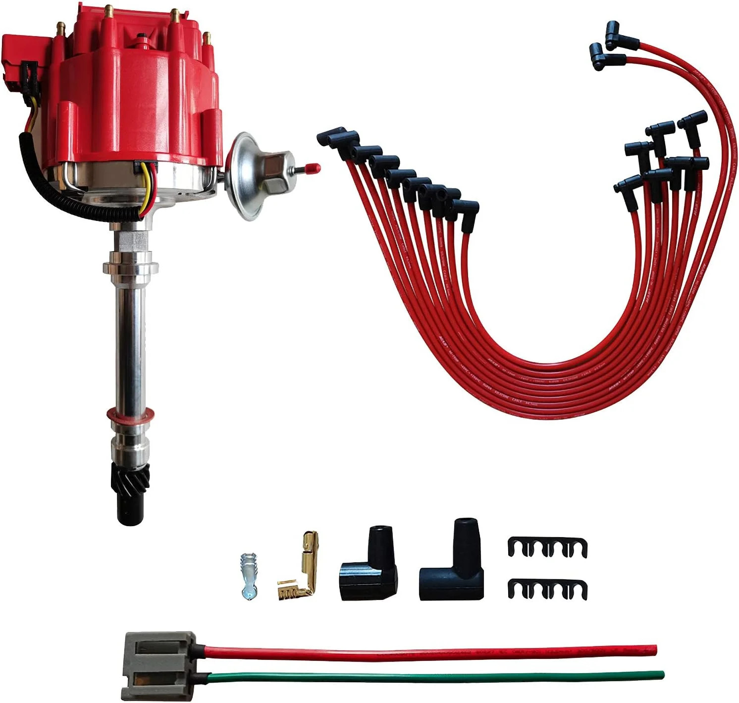 Performance HEI Distributor with Red Cap and Wiring Kit including 65K Coil Compa