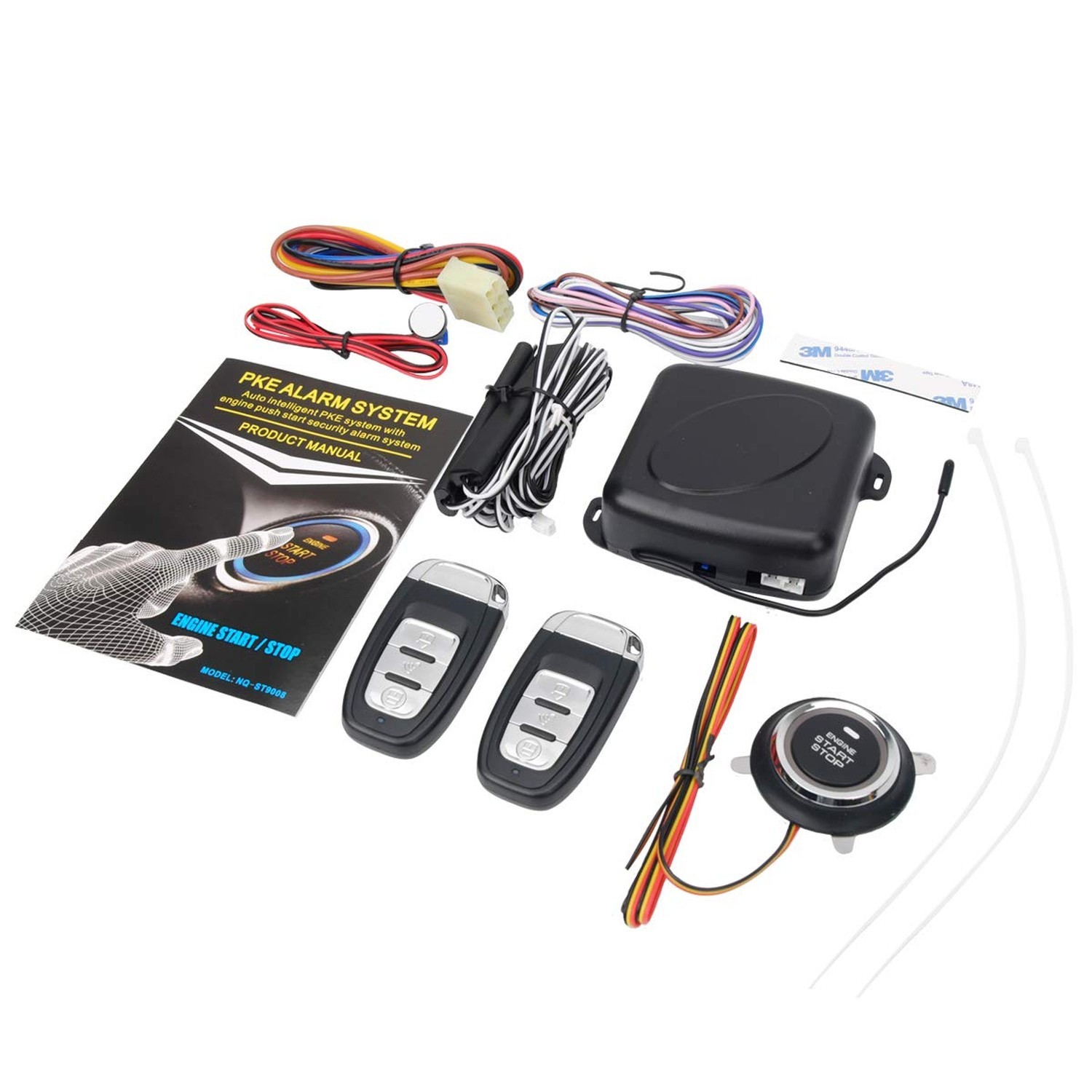 9pcs Car Keyless Entry Engine Start Alarm System Push Button Remote Starter S...