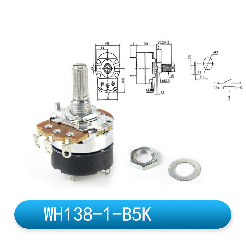 Variable Resistor Potentiometer Switched Pot Linear Logarithmic 5/10/50/100/500K