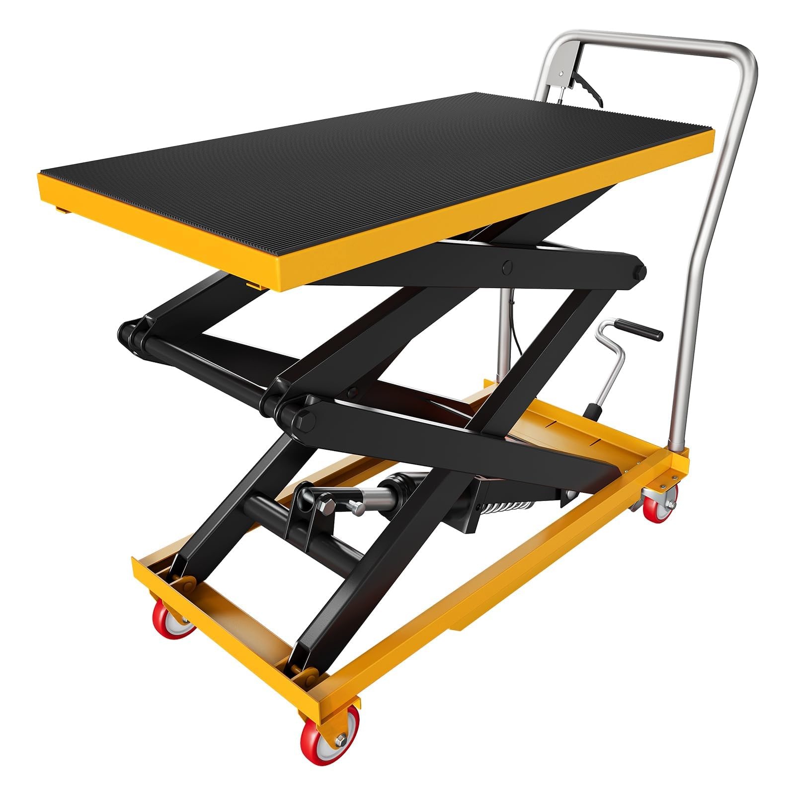 330/770 lbs Manual Hydraulic Double Scissor Lift Table Cart 50 in Lifting Height