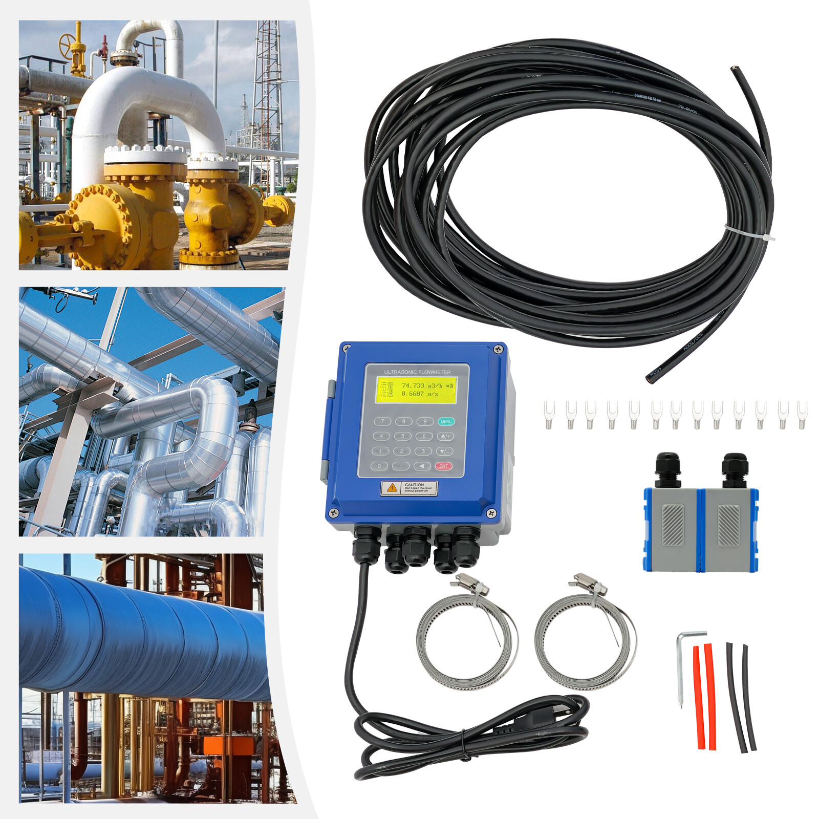 DN50~DN700mm Ultrasonic Flow Meter Liquid Flowmeter+TM-1 Transducer DC 8~36V DN50~DN700mm Ultrasonic Flow Meter Liquid Flowmeter+TM-1 Transducer DC 8~36V