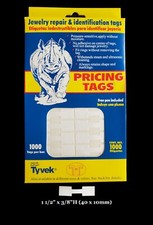 1000 Rhino Tyvek White Adhesive Dumbbell Jewelry Labeling Price Tags - 3 Styles picture