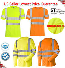 Hi Vis T Shirt ANSI Class 3 Reflective Safety Lime Short Long Sleeve Road Work picture