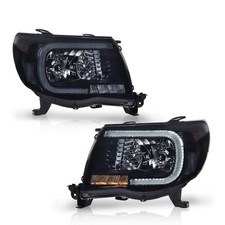 LED DRL Headlights Assembly Fit Toyota Tacoma Tube Halo Projector picture